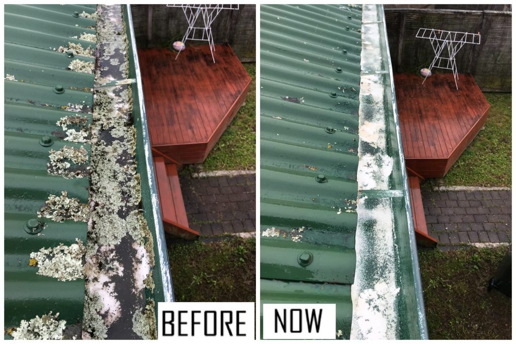 gutters cleaning before and after